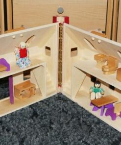 Melissa & Doug Fold and Go Wooden Dollhouse With 2 Dolls and Wooden Furniture,Multi,One Size 62 41cJDIlCT5L