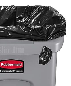 Rubbermaid Commercial Products Slim Jim Plastic Rectangular Trash/Garbage Can with Venting Channels, 23 Gallon, Gray (FG354060GRAY) 1 19 41cMMCABP0S