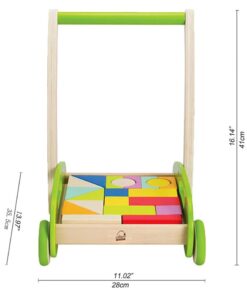 Hape Block and Roll Cart Toddler Wooden Push and Pull Toy Multicolored, L: 13.9, W: 11.1, H: 16.1 inch 7 41cb9EOxCVL