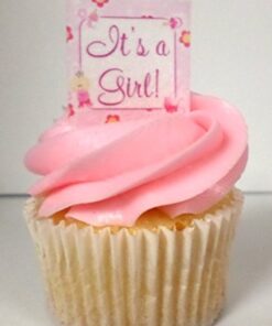 Alternative view of CakeSupplyShop Item#24228 Baby Shower Active Girl Cupcake / Food / Appetizer Decoration Topper Picks -12ct