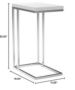 Monarch Specialties 3008, C-shaped, End, Side, Snack, Living Room, Bedroom, Laminate, White, Contemporary, Modern Accent Table-Glossy Chrome Metal, 10.25" L x 18.25" W x 25.25" H 31 41d6HfZAZL
