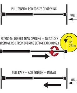 iDesign Cameo Metal Tension, Adjustable Customizable Curtain Rod for Bathtub, Shower Stall, Closet, Doorway, 43"-75", Matte Black Set of 1 43"-75" 23 41dCSM8t OL