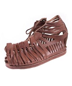 AnNafi Mens Gladiator Leather Sandal | Roman Centurian Brown Caligae|Medieval Greek Soldier Sandles| Ancient Costume Footwear 10 41dHrJ8bQL
