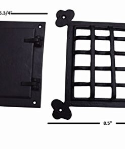 A29 Hardware 8 1/2 x 8 1/2 Inch Cast Iron Speakeasy Door Grill/Grille with Viewing Door, Black Powder Coat Finish, Large Size Large_Black 19 41dU5 Bms8L