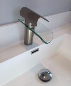 BWE Waterfall Bathroom Faucet Chrome Glass Spout Bathtub Sink Faucets with Supply Lines Single Handle Single Hole Modern Lavatory Vanity Bath Mixer Tap 44 41dXyzIe9EL