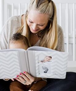 Pearhead First 5 Years Chevron Baby Memory Book, Clean-Touch Baby Safe Ink Pad for Baby’s Handprint or Baby’s Footprint, Gender Neutral Baby Milestone And Pregnancy Book, Gray Gray Chevron Babybook 36 41dn1uhZHuL