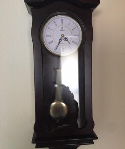 Pendulum Wall Clock Battery Operated - Hanging Grandfather Wall Clock with Pendulum - Quiet Wood Pendulum Clock - Decorative Wooden Wall Clock for Living Room Decor, Office & Home Décor Gift 23.5x9.75 Classic Dark Brown 20 41gNbJK3pGL