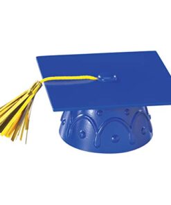 NCS Blue Plastic Graduation Cap and Paper Diploma Cake Topper and One 4"(W) X 3"(H) Congrats Grad Sign Sticker 8 41gOU1L yyL