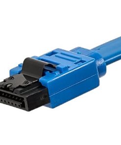 Monoprice SATA III 6.0 Gbps Cable - With Locking Latch, 90-Degree Plug, 1.5 Feet, Blue 18in 1 Pack 9 41h43hVBVCL