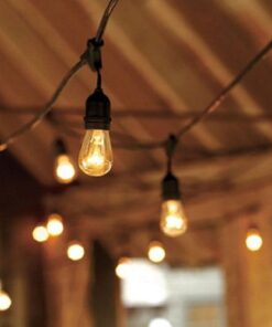 String Light Company Vintage 48-Ft Outdoor Commercial String Lights with 15 Suspended Sockets and 15 Clear S14 Bulbs, 16 Gauge Black Cord Clear Bulbs 7 41hKnso1tdL