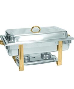 Tiger Chef 3-Pack 8 Quart Full Size Buffet Chafing Dish Set with Gold Accents and Gel Fuel Cans 8 Quart with Fuel Gel 5 41iShcMK7SL