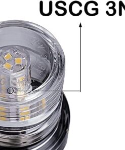 Young Marine 9 inch 3 Nautical Mile White LED Fold Down Boat Stern Light Boat Anchor Light for Pontoon and Fishing Boat Navigation Anchor Lights All Round 360° White LED 12-24V 9" Foldable 16 41ipX0RwWlL
