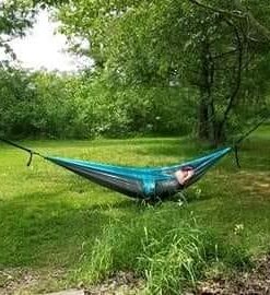 Kootek Camping Hammock Double & Single Portable Hammocks Camping Accessories for Outdoor, Indoor, Backpacking, Travel, Beach, Backyard, Patio, Hiking Grey & Sky Blue Large 41 41jRNL9 sVL