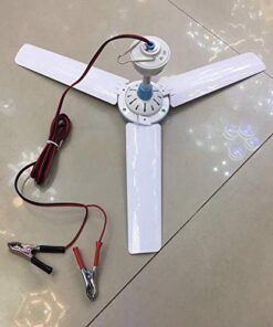 SKYRI DC 12V Ceiling Fan Portable Mini Fans for Camping Outdoor Gazebo,Mini Hanging Camper Tents Fan White 11 41jppOqMAL
