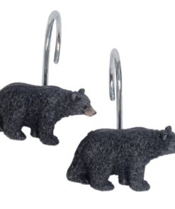 Black Bear Lodge Shower Curtain Hooks (Set of 12)