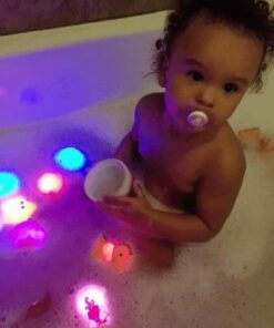 Bath Toys, 8 Pcs Light Up Floating Rubber Animal Toys Set, Flashing Color Changing Light in Water, Baby Infants Kids Toddler Child Preschool Bathtub Bathroom Shower Games Swimming Pool Party 36 41kvieufAgL