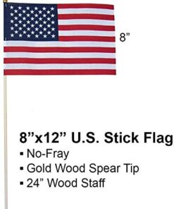 GIFTEXPRESS 12-Pack, Proudly MADE IN U.S.A. 8x12 Inch Spearhead Handheld American Stick Flags/Grave marker American Flags/USA Stick Flag (12) 24 41lM6gFRuML