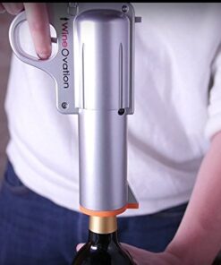 WineOvation Electric Gun Wine Opener (Silver) - Open your Wine Bottle fast and without hassle - Best Electronic Automatic Corkscrew for Gun Enthusiasts and Wine Lovers - Rechargeable Battery Operated a_Wine Gun Silver 31 41m0sHKK6tL