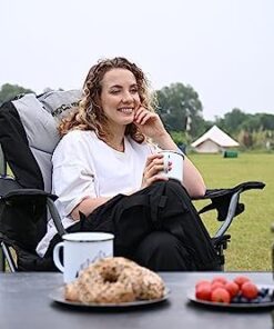 KingCamp Oversized Camping Folding Chair, High Back Heavy Duty Lumbar Support Padded Camp Chair with Cup Holder, Portable for Outdoor, Sports, Picnic Black/Mediumgrey 1 PACK 27 41mudWqpxUL