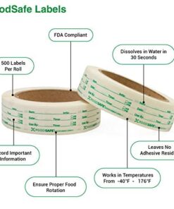 Food Labels Dissolvable by Food Safe - Leaves No Adhesive Residue Dissolves in Water in 30 Seconds Perfect for Reusable Containers - 500 Labels Per Roll Fill in 10 41nvUIeCepL