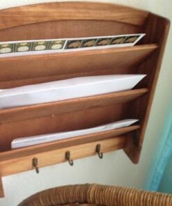 Home Basics Mail Organizer Wall Mount with Key Rack Hooks, Letter Holder For Office, Kitchen, Entryway, Pine 42 41oCTXcbLVL