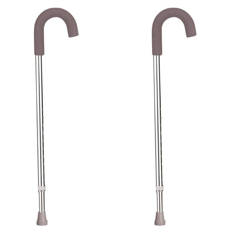 Catalog 7 Drive Medical Round Handle Aluminum Walking Cane with Foam Grip, Silver 1 Count (Pack of 1)