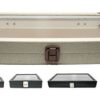 Novel Box Glass Top Linen Light Beige Metal Clasp Jewelry Display Case 14.75X8.25X2.1" + Custom NB Pouch Large: 14.75X8.25X2.1 22 41pM70RKb3L