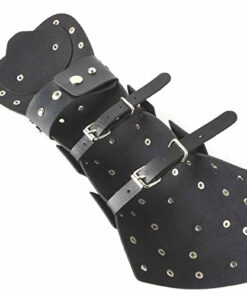 HZMAN Black Leather Martial Arts Forearm Guards/Gauntlet Arm Armor with Metal Skull Spikes Black a Pair of 9 41pSrGVSDNL
