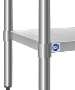 ROCKPOINT Stainless Steel Table for Prep & Work with Backsplash 60x24 Inches, NSF Metal Commercial Kitchen Table with Adjustable Under Shelf and Table Foot for Restaurant, Home and Hotel 60x24inch 36 41paITLwWVS
