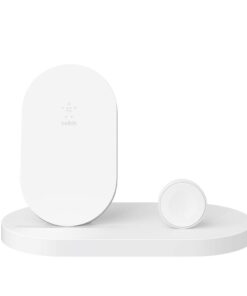 Alternative view of Belkin 3-In-1 Wireless Charging Station - Fast Wireless Charging For Apple Iphone 14, Iphone 13 & Iphone 12 Series & Apple Watch (All Series) - With Additional USB A Port For Multiple Devices (White) White Charging Dock