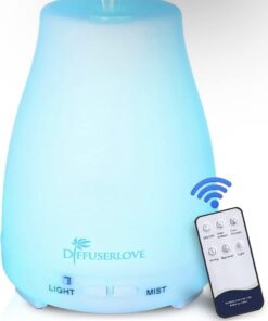 Diffuserlove Essential Oil Diffusers 200ML Remote Control Ultrasonic Mist Humidifiers BPA-Free Aromatherapy Diffuser with 7 Color Lights, Auto Shut-Off for Bedroom Office Kitchen White 45 41q8gyblkJL