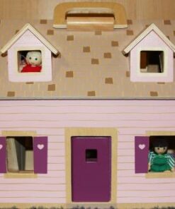 Melissa & Doug Fold and Go Wooden Dollhouse With 2 Dolls and Wooden Furniture,Multi,One Size 63 41qrxIhz6L