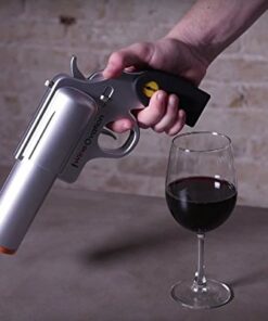 WineOvation Electric Gun Wine Opener (Silver) - Open your Wine Bottle fast and without hassle - Best Electronic Automatic Corkscrew for Gun Enthusiasts and Wine Lovers - Rechargeable Battery Operated a_Wine Gun Silver 34 41r02OKHwL