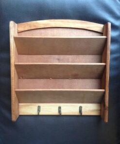 Home Basics Mail Organizer Wall Mount with Key Rack Hooks, Letter Holder For Office, Kitchen, Entryway, Pine 43 41rA4duT6GL