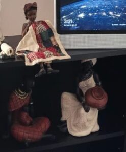 Deco 79 Polystone Woman Sitting African Sculpture with Red Water Pot, 6" x 6" x 10", Cream 6" x 6" x 10" 27 41rATx7CoL