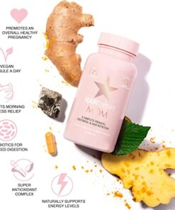 HAIRtamin MOM Vegan Prenatal & Postnatal Multivitamin Supplement & Hair Vitamin Pregnancy, Postpartum, Breastfeeding Probiotic One-a-Day Hair Vitamins with Biotin, Zinc, Iron (30 Counts) 30 Count (Pack of 1) 11 41rAhrIr2nL