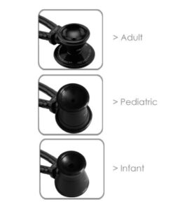 Alternative view of MDF ProCardial ERA Cardiology Lightweight Dual Head Stethoscope with Adult, Pediatric, and Infant-Neonatal Convertible chestpiece - Light Blue Tube - Black Finish (MDF797XB14) Black Out / S.swell