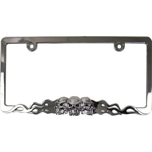 Custom Accessories 92812 Skull in Flames License Plate Frame