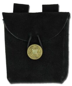 Medieval Renaissance Leather Black Suede Pouch