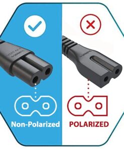 Alternative view of TV Power Cord 12Ft 2 Prong Cable for Samsung LG TCL Sony Roku LED LCD JVC Sharp Insignia Toshiba Hisense Monitor Tv LED LCD Xbox One-S X PS5 PS4 Slim Console AC Wall Plug 2-Slot