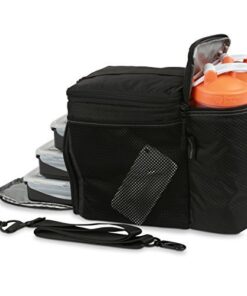 Evolutionize Meal Prep Insulated Lunch Bag - Meal Prep Cooler Bag Patented Lunch Box includes Portion Control Meal Prep Containers + Ice Pack (3 Meal, Black) 3 Meal Black/Black 27 41uV4rwVdKL