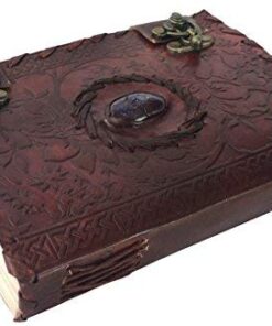 Handmade Embossed Blue Stone Leather Journal Notebook Refillable Sketchbook with 2 Latches, Lace Edging Diary By Cuero 36 41uz0BwBKeL