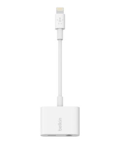 Belkin RockStar Lightning Audio Cable and Charger for iPhone 14, 13, 12, 11, 10 - White 3.5MM Audio + Lightning Charge Lightning Connector 21 41wZLPfm1ML