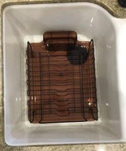 iDesign Forma Lupe Stainless Steel Metal Sink Dish Drainer Plastic Tray Kitchen Drying Rack For Glasses, Silverware, Bowls, Plates, 13.3" x 17.5" x 5.2", Bronze Set of 1 31 41wigM X96L 1