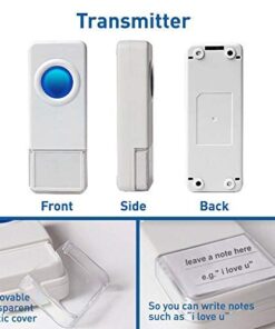 SadoTech Wireless Doorbell for Home - Battery Operated, 1000 Feet, Waterproof Door Bell w/LED Flash, 1 push button + 1 receiver, Waterproof White 36 41xa6nlLNJL