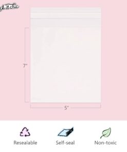 Pack It Chic - 5” X 7” (1000 Pack) Clear Resealable Cello Bags - Fits 5X7 Prints, Photos, A2 A4 A6 Cards & Envelopes - Self Seal 5" X 7" 26 41xmPq6HkkL 1