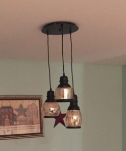 UNITARY Farmhouse Pendant Lights Kitchen Island, Kitchen Light Fixtures, Rustic Dining Room Light Fixture with 3 E26 Bulb Sockets, Black Metal and Glass Jar Chandelier, Ceiling Pendant Light Fixtures 32 41y2l8fyWsL