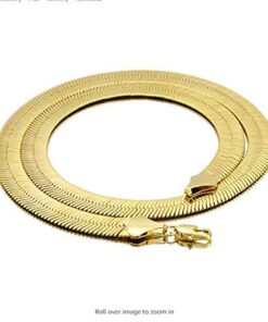 Cy trendy Mega Jewelery 14K Gold Plated Herringbone Chain Necklace 11mm 24 inch Bracelet 11mm24inches 20 41zKRT8wqSL