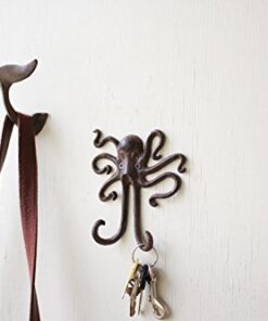 Alternative view of Kalaou Cast Iron Wall- Coat Hook- Octopus- 5.5" By 6"