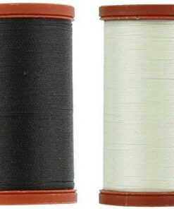 Upholstery Repair Kit with 2 Spools (1 White & 1 Black Spool) and 7 Different Sized Needles | Leather Repair Kit, Furniture, Clothes, Car, Fabric, Couch, Vinyl, Boat, Seat, Carpet, Shoe | Patch Fabric 19 41zX AFrNpL